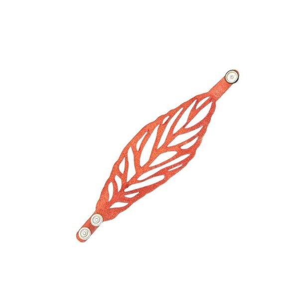 Anthropolgie red leather leaf wrap bracelet - Picture 1 of 6